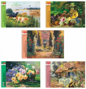 Альбом для рисования, А4, 32 л., спираль, обложка картон, HATBER, 205х300 мм, &quot;Мелодия души&quot; (5 видов), 32А4тВсп