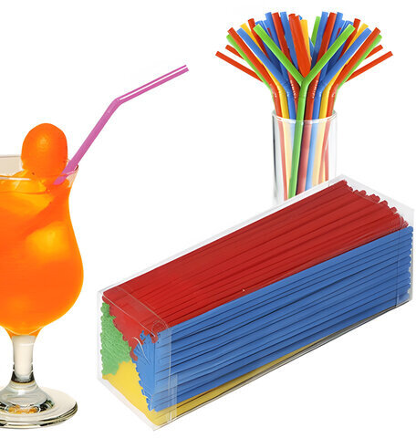 Одноразовые трубочки для коктейля, КОМПЛЕКТ 250 шт., L=240 мм, d=5 мм, гофрированные, разноцветные, 1502-0538