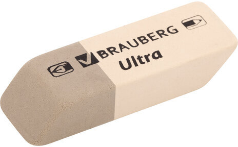 Ластики BRAUBERG "Ultra" 6 шт., размер ластика 41х14х8 мм, серо-белые, натуральный каучук, 229600