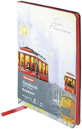 Блокнот А5 (143x210 мм), BRAUBERG VISTA &quot;San Francisco&quot;, под кожу, гибкий, 80 л., 112070