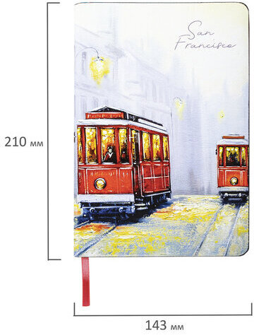 Блокнот А5 (143x210 мм), BRAUBERG VISTA "San Francisco", под кожу, гибкий, 80 л., 112070
