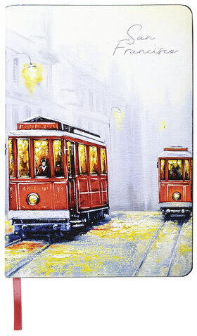 Блокнот А5 (143x210 мм), BRAUBERG VISTA "San Francisco", под кожу, гибкий, 80 л., 112070