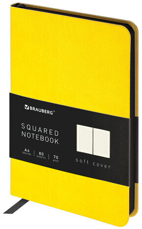 Блокнот МАЛЫЙ ФОРМАТ (100x150 мм) А6, BRAUBERG "Metropolis Mix", под кожу, 80 л., клетка, желтый, 113327