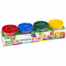 Пластилин-тесто для лепки BRAUBERG KIDS, 4 цвета, 560 г, яркие классические цвета, крышки-штампики, 106715