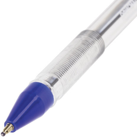 Ручка шариковая масляная ОФИСМАГ, СИНЯЯ, корпус прозрачный, узел 0,7 мм, линия письма 0,35 мм, 142151
