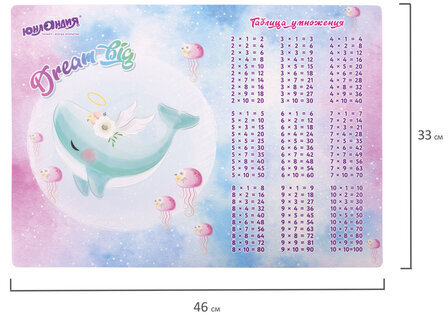 Настольное покрытие ЮНЛАНДИЯ, А3+, пластик, 46x33 см, "Whale", 270396