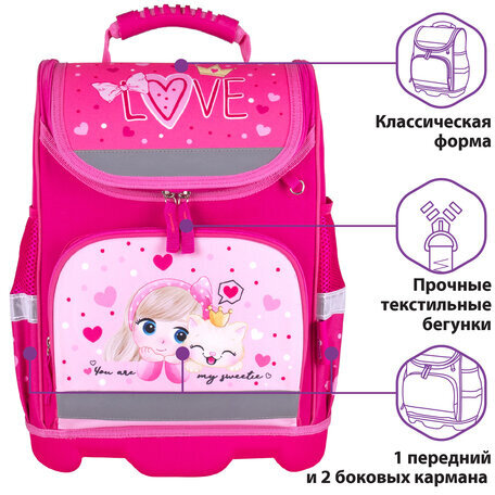 Ранец ЮНЛАНДИЯ WISE для начальной школы, "Lovely friends", 37x29х15 см, 270587