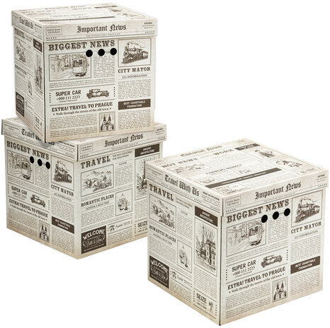 Короб для хранения из плотного микрогофрокартона 315х315х315 мм, КОМПЛЕКТ 3 шт., BRAUBERG HOME, 271818