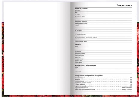 Ежедневник учителя специализированный А5 (215х145 мм), твердая обложка, 144 л., BRAUBERG, "ЦВЕТЫ", 129234