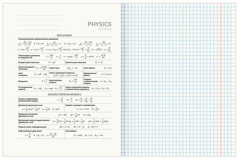Тетрадь предметная "ПРИРОДА" 48 л., обложка картон, ФИЗИКА, клетка, подсказ, BRAUBERG, 404780