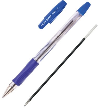 Ручка шариковая масляная с грипом PILOT "BPS-GP", СИНЯЯ, корпус прозрачный, узел 0,7 мм, линия письма 0,32 мм, BPS-GP-F, BРS-GP-F