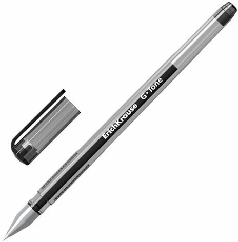 Ручка гелевая ERICH KRAUSE "G-Tone", ЧЕРНАЯ, корпус тонированный черный, узел 0,5 мм, линия письма 0,4 мм, 17810