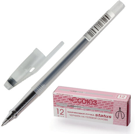 Ручка гелевая СОЮЗ "Status", ЧЕРНАЯ, корпус тонированный, узел 0,7 мм, линия письма 0,4 мм, РГ 133-02