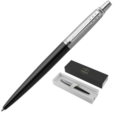 Ручка шариковая PARKER "Jotter Core Bond Street Black CT", корпус черный, хромированные детали, синяя, 1953184