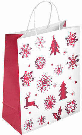 Пакет подарочный КОМПЛЕКТ 10 штук, новогодний, 26x13x32 см, "Winter Kraft", ЗОЛОТАЯ СКАЗКА, 591960