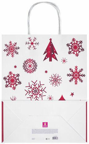 Пакет подарочный КОМПЛЕКТ 10 штук, новогодний, 26x13x32 см, "Winter Kraft", ЗОЛОТАЯ СКАЗКА, 591960