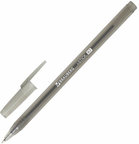 Ручка шариковая BRAUBERG "i-STICK", ЧЕРНАЯ, пишущий узел 0,7 мм, линия письма 0,35 мм, 143443