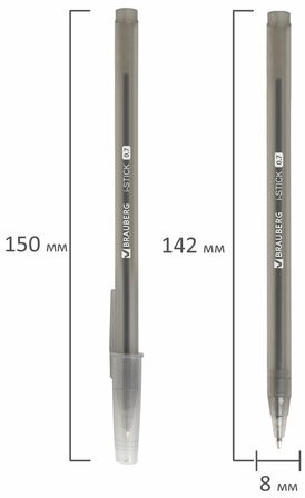 Ручка шариковая BRAUBERG "i-STICK", ЧЕРНАЯ, пишущий узел 0,7 мм, линия письма 0,35 мм, 143443