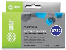 Картридж струйный CACTUS (CS-EPT0732) для EPSON Stylus С79/СХ3900/4900/5900/7300, голубой