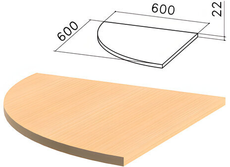 Стол приставной угловой "Монолит", 600х600х750 мм, БЕЗ ОПОРЫ (640137), цвет бук бавария, ПМ38.1