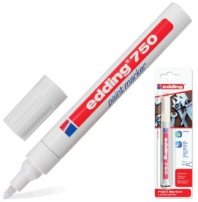 Маркер-краска лаковый EDDING "750", 2-4 мм, БЕЛЫЙ, круглый наконечник, алюминиевый корпус, Е750/49