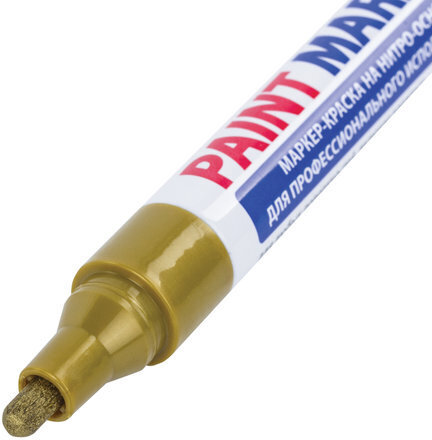 Маркер-краска лаковый (paint marker) 4 мм, ЗОЛОТОЙ, НИТРО-ОСНОВА, алюминиевый корпус, BRAUBERG PROFESSIONAL PLUS, 151449