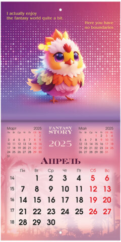 Календарь настенный перекидной на 2025 г., BRAUBERG, 12 листов, 22,5х22,5 см, МИНИ, "Fantasy Story", 116182