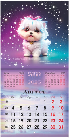 Календарь настенный перекидной на 2025 г., BRAUBERG, 12 листов, 22,5х22,5 см, МИНИ, "Fantasy Story", 116182
