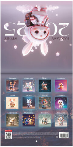Календарь настенный перекидной на 2025 г., BRAUBERG, 12 листов, 22,5х22,5 см, МИНИ, "Fantasy Story", 116182