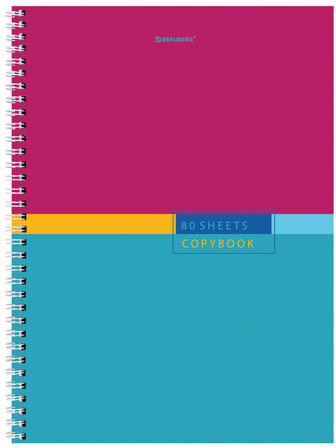 Тетрадь А4, 80 л., BRAUBERG, гребень, клетка, обложка твердая, "Color", 404055