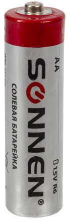 Батарейки КОМПЛЕКТ 4 шт., SONNEN, АА (R6, 15А), солевые, пальчиковые, в пленке, 451097