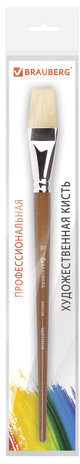 Кисть художественная профессиональная BRAUBERG ART CLASSIC, щетина, плоская, № 30, длинная ручка, 200726