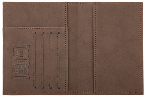 Обложка для паспорта с карманами и резинкой, мягкая экокожа, "PASSPORT", коричневая, BRAUBERG, 238204