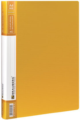 Папка 40 вкладышей BRAUBERG &quot;Contract&quot;, желтая, вкладыши-антиблик, 0,7 мм, бизнес-класс, 221780
