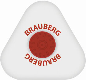 Ластик BRAUBERG &quot;Energy&quot;, 45х45х10 мм, белый, треугольный, красный пластиковый держатель, 222473