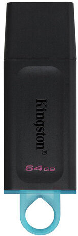 Флеш-диск 64GB KINGSTON DataTraveler Exodia, разъем USB 3.2, черный/бирюзовый, DTX/64GB