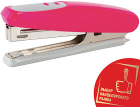 Степлер №10 BRAUBERG &quot;Germanium&quot;, до 12 листов, с антистеплером, розовый, ГАРАНТИЯ 5 ЛЕТ, 226567