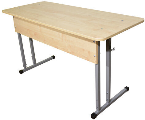 Стол-парта 2-местный регулируемый "Умник", 1200х500х640-760 мм, рост 4-6, серый каркас, ЛДСП клён
