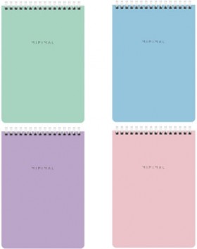 Блокнот А5 146х206 мм, 60 л., гребень, картон, жесткая подложка, клетка, BRAUBERG &quot;Minimal Pastel&quot;, 116427