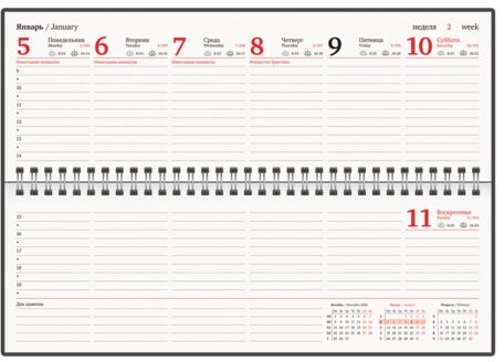 Планинг датированный 2026 305х140 мм BRAUBERG "Up", под кожу, черный, 117234