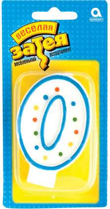 Праздничная свеча цифра &quot;0&quot; высотой 7,6 см