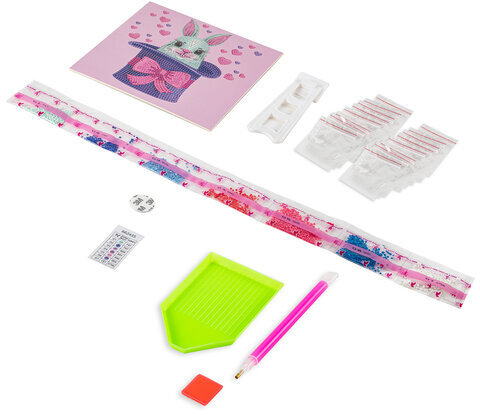 Картина стразами (алмазная мозаика) 20х20 см, ЮНЛАНДИЯ "Заяц в шляпе", картон, 662435