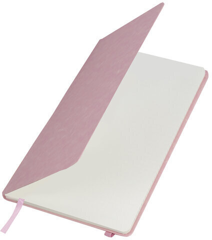 Блокнот А5 (148x218 мм), BRAUBERG "Metropolis Special", под кожу, 80 л., резинка, клетка, розовый, 111579