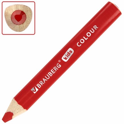 Карандаши цветные толстые для малышей 6 цветов, трехгранные, натуральное дерево, BRAUBERG KIDS, 182057