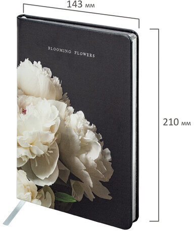 Блокнот А5 (143x210 мм), BRAUBERG VISTA "Bloom", под кожу, твердый, срез фольга, 80 л., 112071