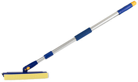 Окномойка LAIMA вращающаяся, телескопическая ручка, рабочая часть 25 см (стяжка, губка, ручка), для дома и офиса, 601494