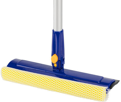 Окномойка LAIMA вращающаяся, телескопическая ручка, рабочая часть 25 см (стяжка, губка, ручка), для дома и офиса, 601494