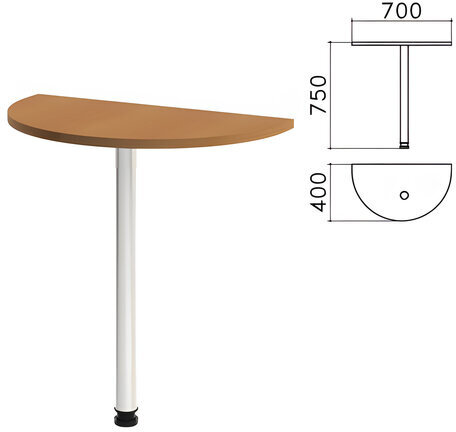 Стол приставной полукруг "Монолит", 700х400х750 мм, цвет орех гварнери (КОМПЛЕКТ)