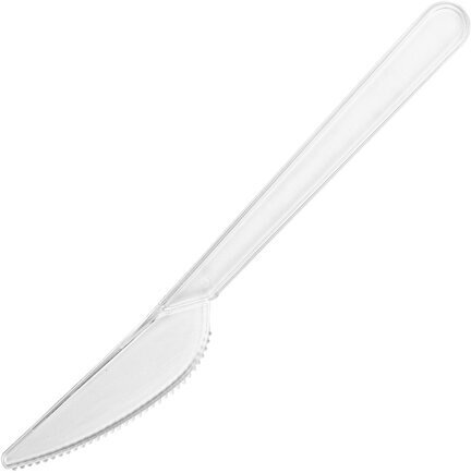 Нож одноразовый пластиковый 180 мм, прозрачный, КОМПЛЕКТ 48 шт., КРИСТАЛЛ, LAIMA, 602655