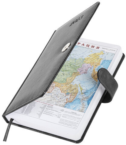 Ежедневник датированный 2023 А5 138x213 мм BRAUBERG "Legend", под кожу, серый, 114041